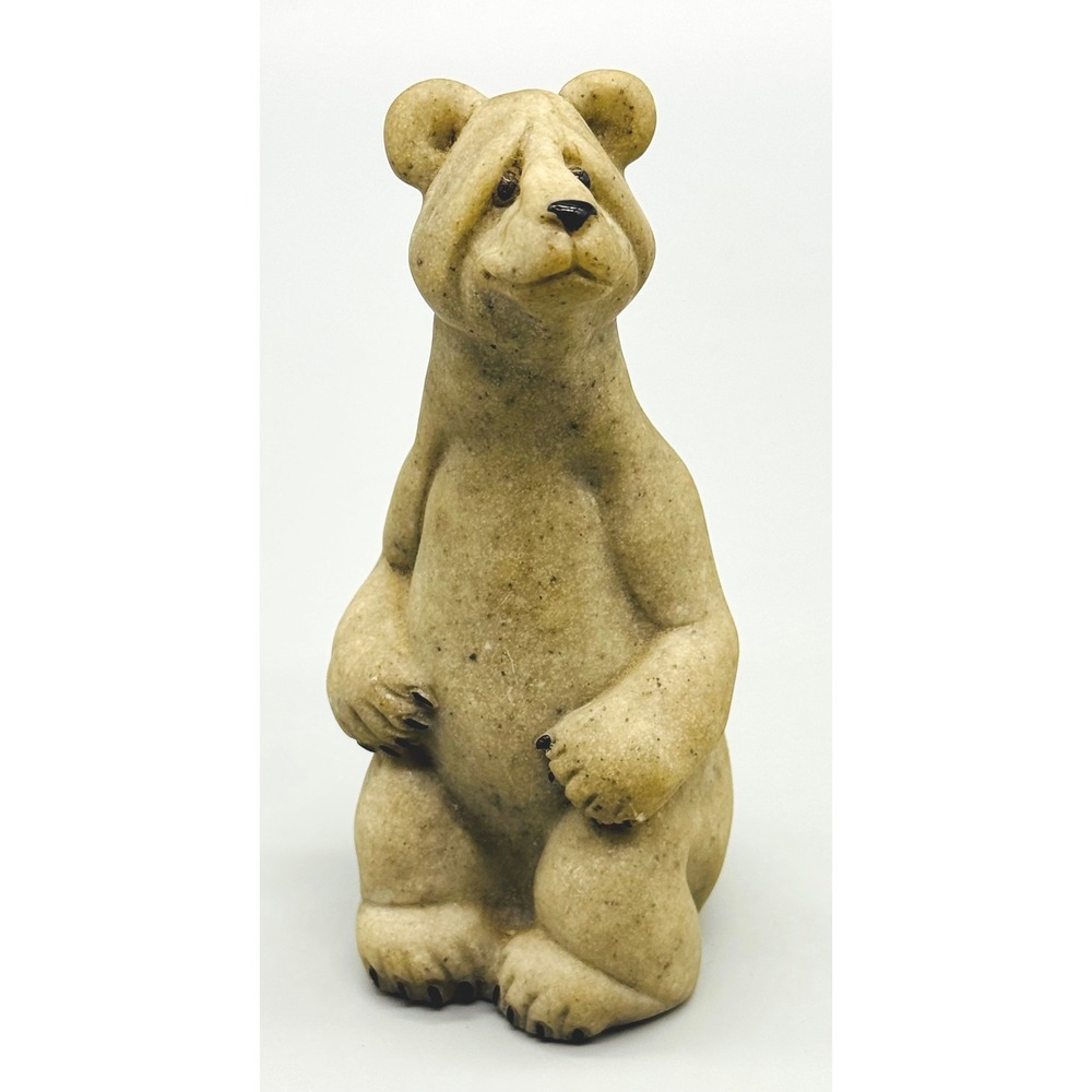 Quarry Critters Billy Bear Figurine Tan Stone Resin Second Nature Design 2000